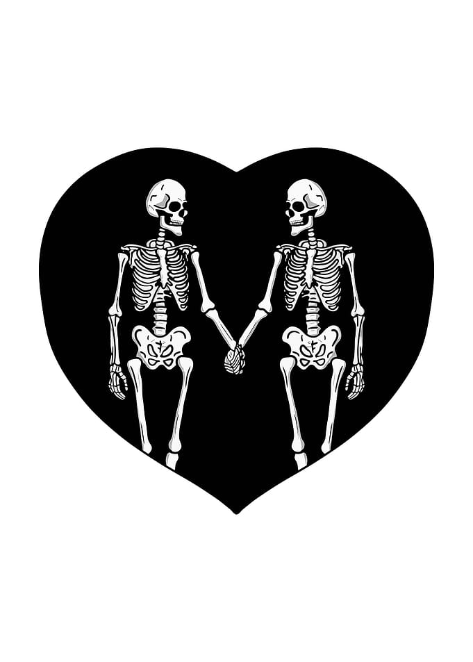 Skeletons Holding Hands in Heart