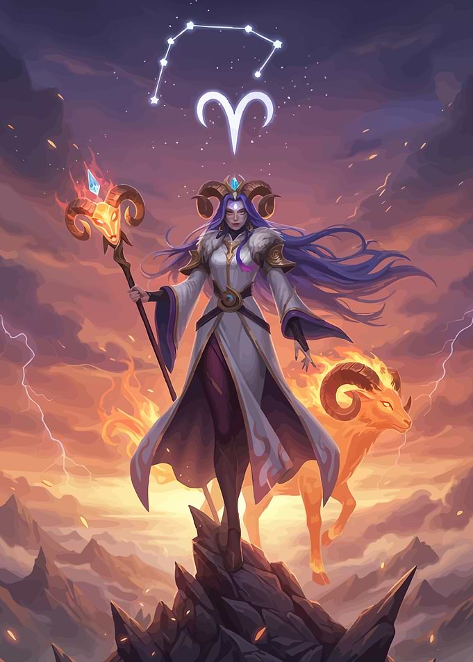 Aries Zodiac Fantasy Warrior Illustration