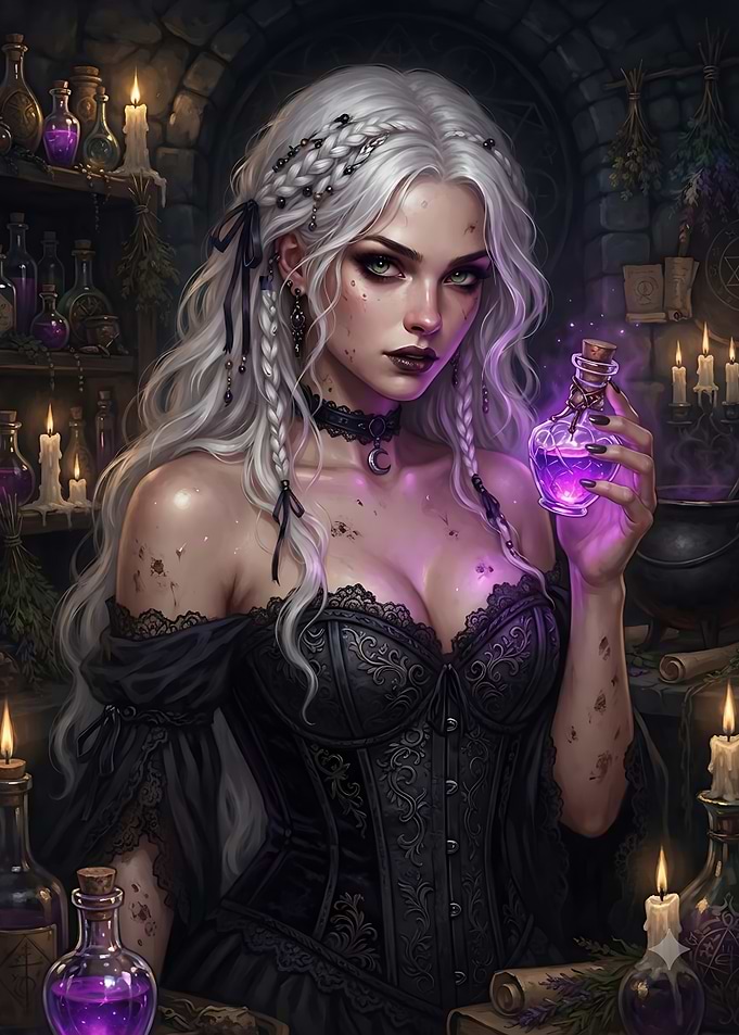 Enchanting Witch with Glowing Potion
