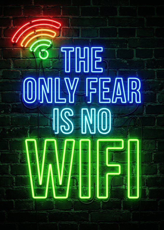 The Only Fear Is No WiFi Neon Sign