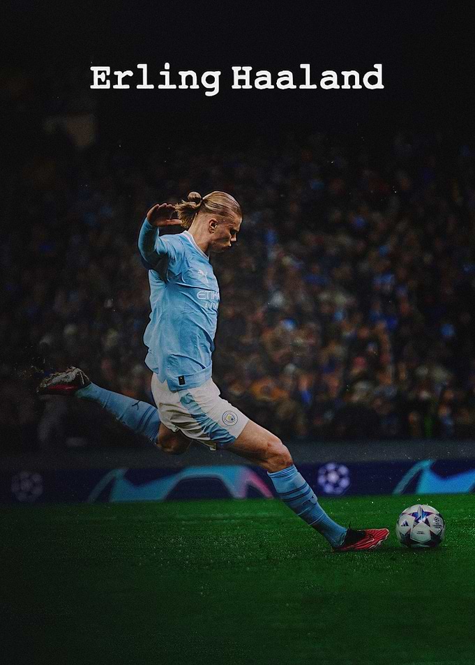 Erling Haaland Soccer Action Poster