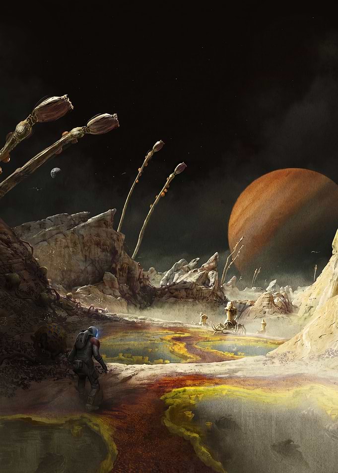 Astronaut Exploring Alien Planet Landscape