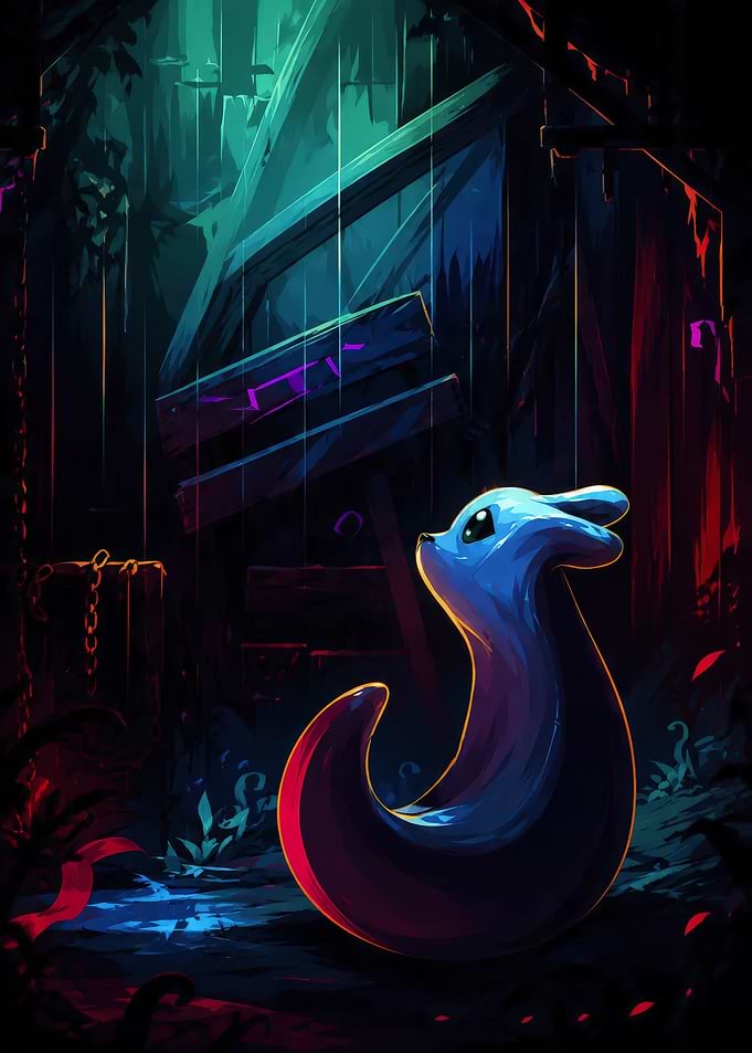 Rain World Slugcat in Dark Ruins