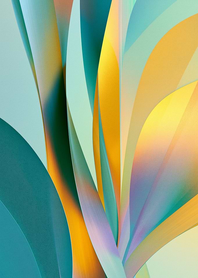 Abstract Teal and Yellow Curves