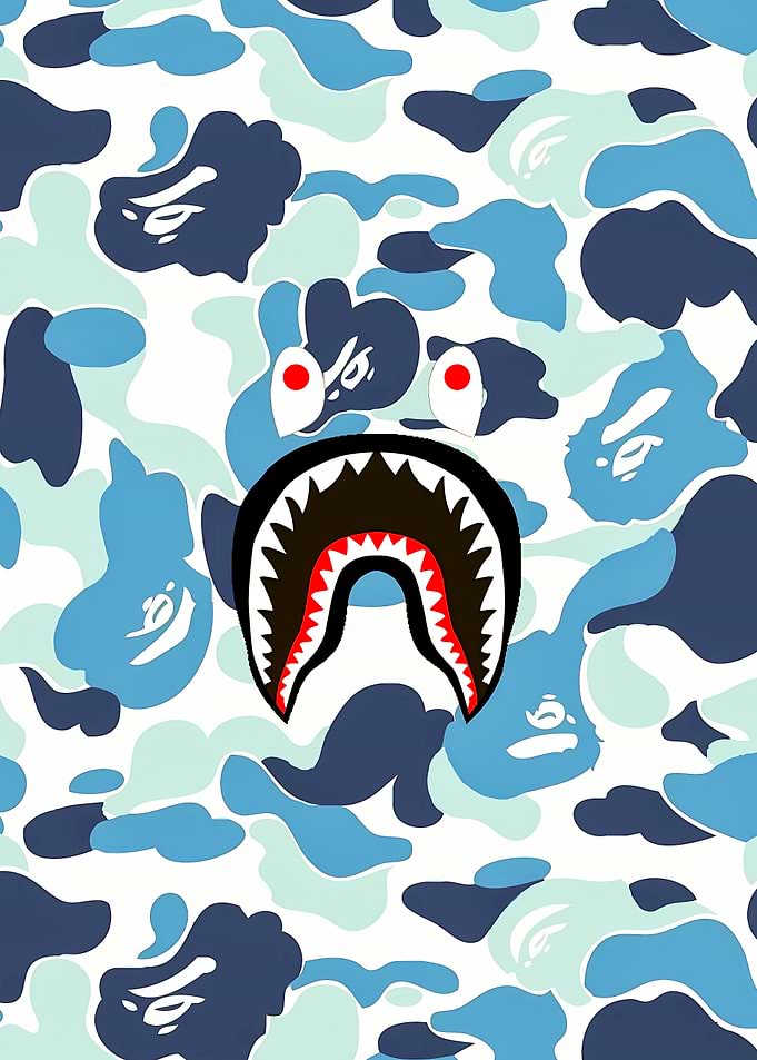 Bape Shark Camo Blue Pattern