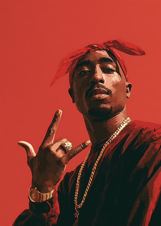 Tupac Shakur Red Background Portrait