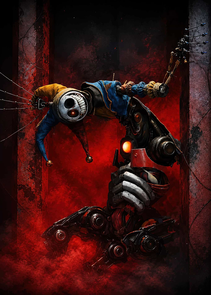 Mechanical Jester in Red Mist