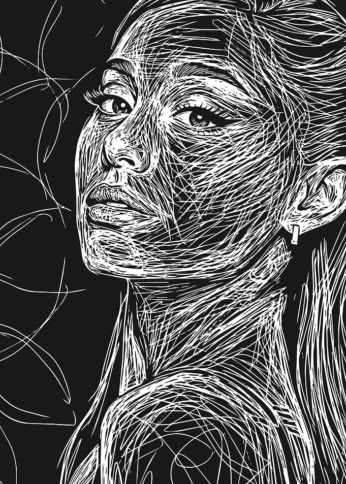 Ariana Grande Scribble Art Portrait