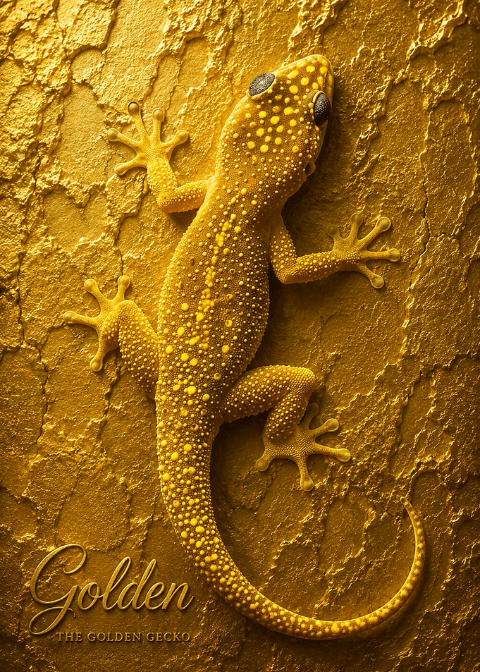 Golden Gecko on Textured Surface