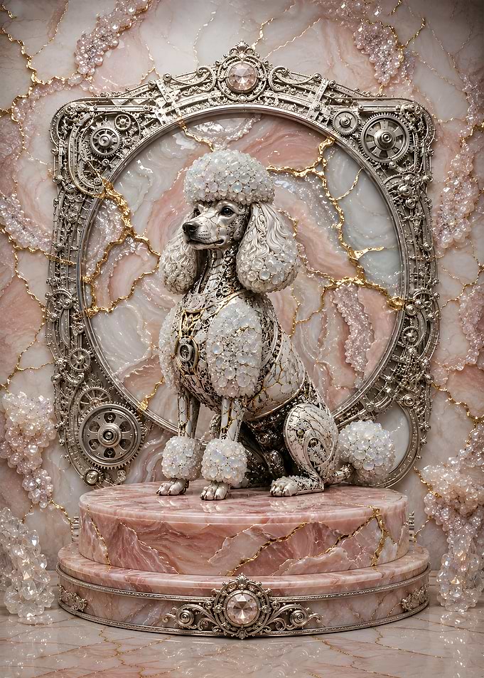 Cybernetic Poodle - Diamond Opal Geode Luxury