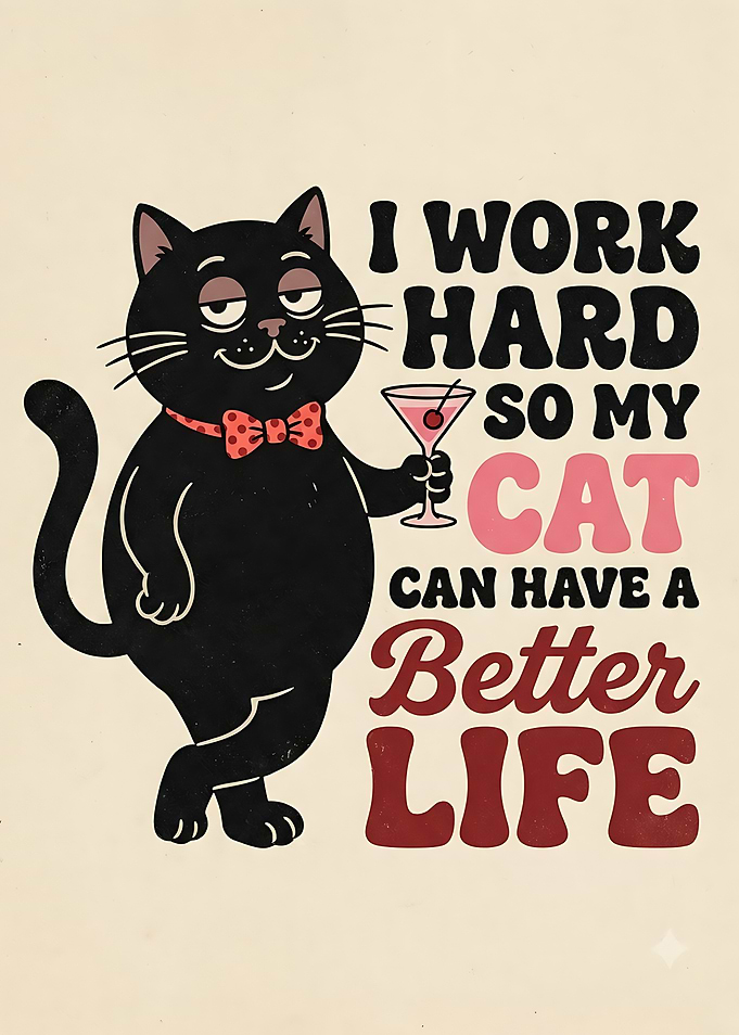 Funny Cat Working Hard Poster