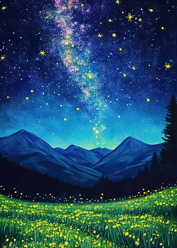 Starry Night Over Mountain Meadow