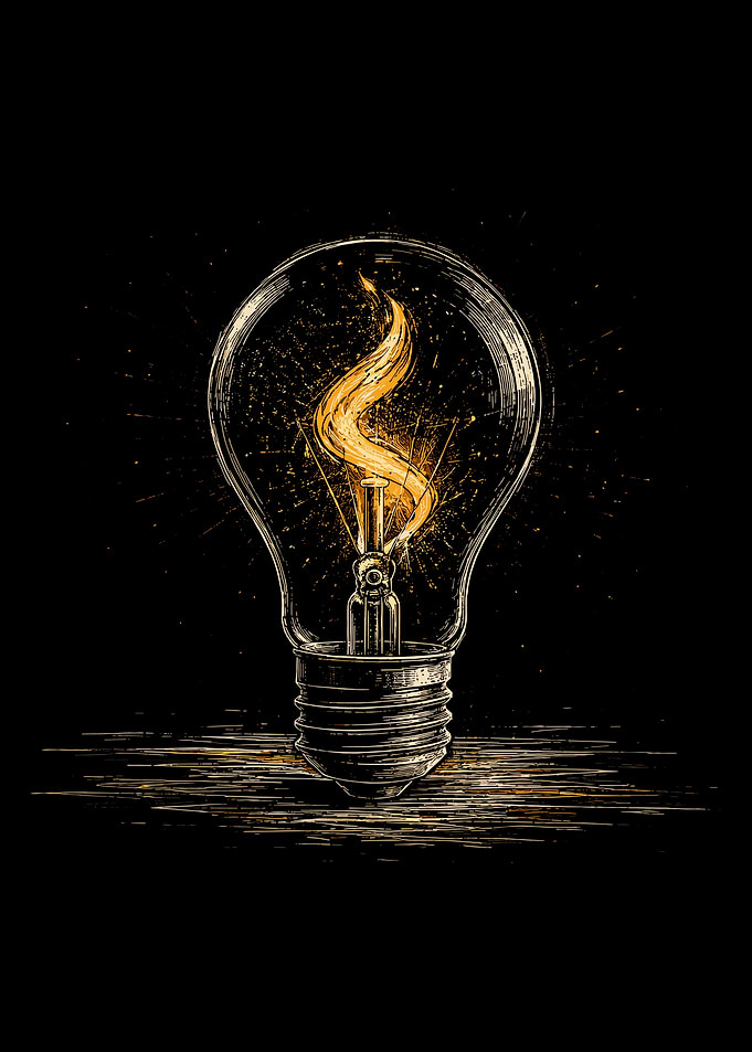 Lightbulb with Flame Illustration