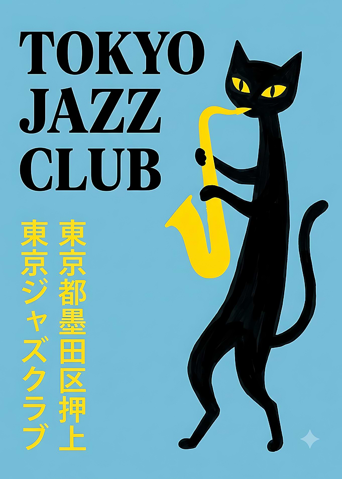 Tokyo Jazz Club Cat Poster