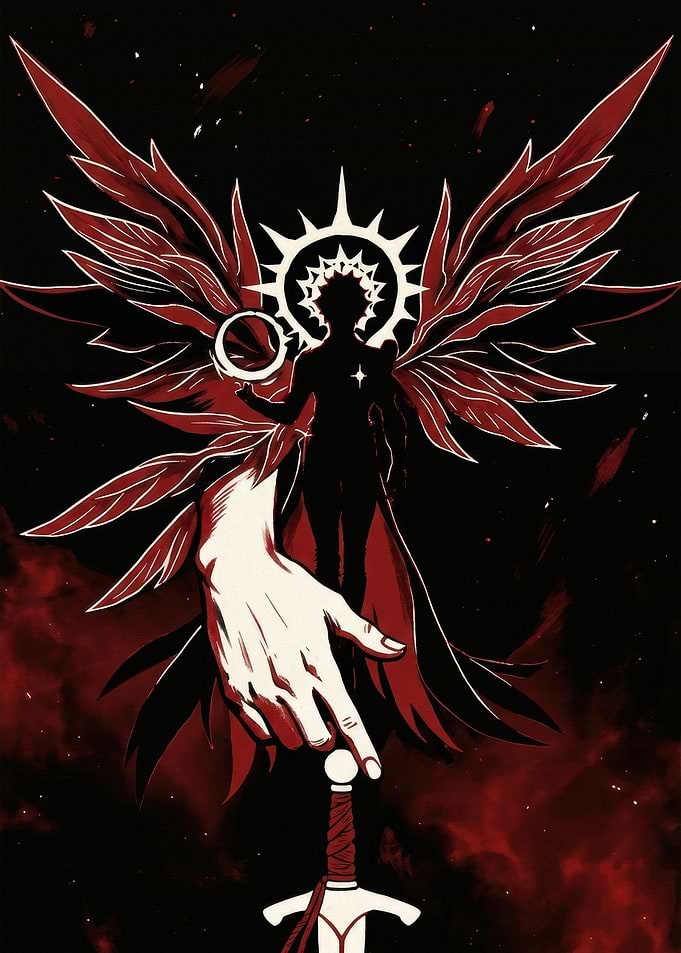 Dark Angelic Figure with Sword