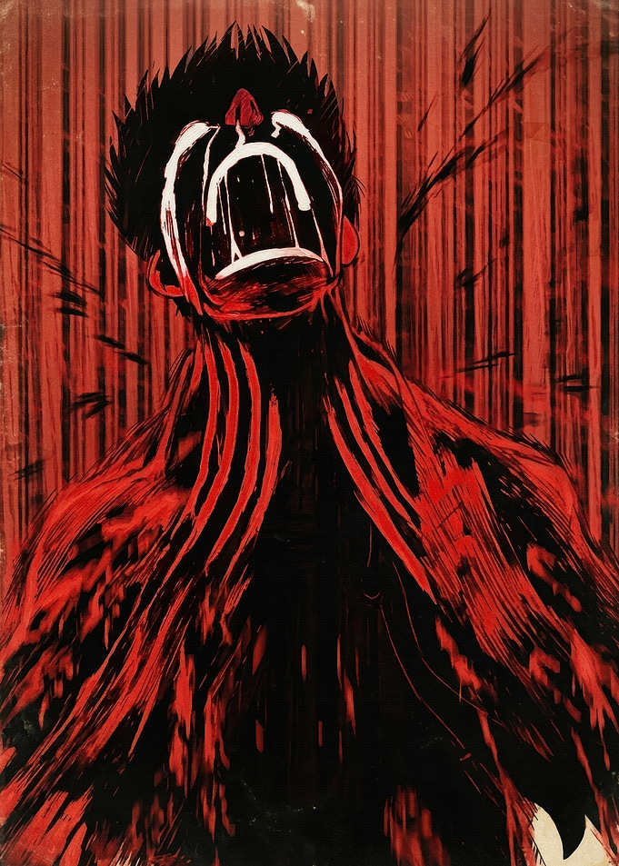 Screaming Figure in Red and Black