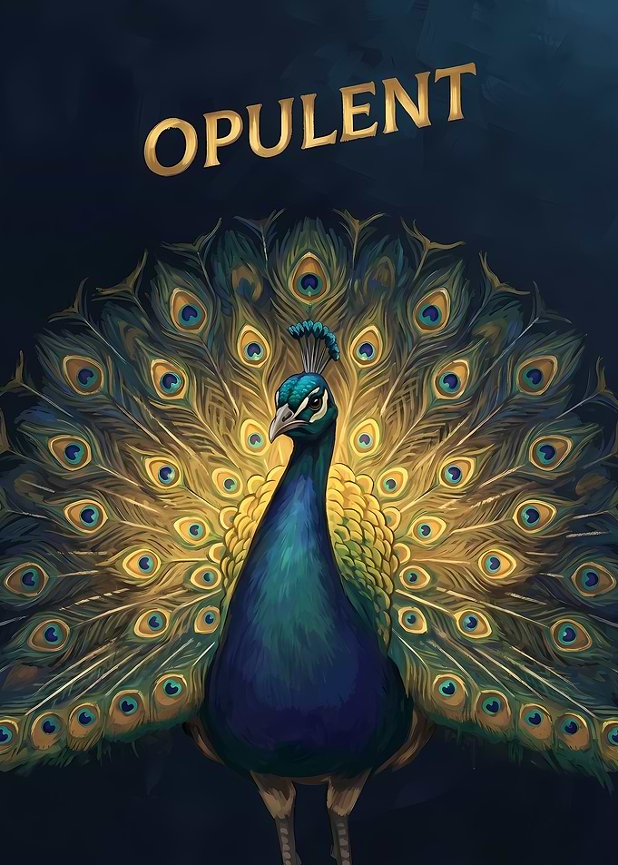 Opulent Peacock Digital Art Poster
