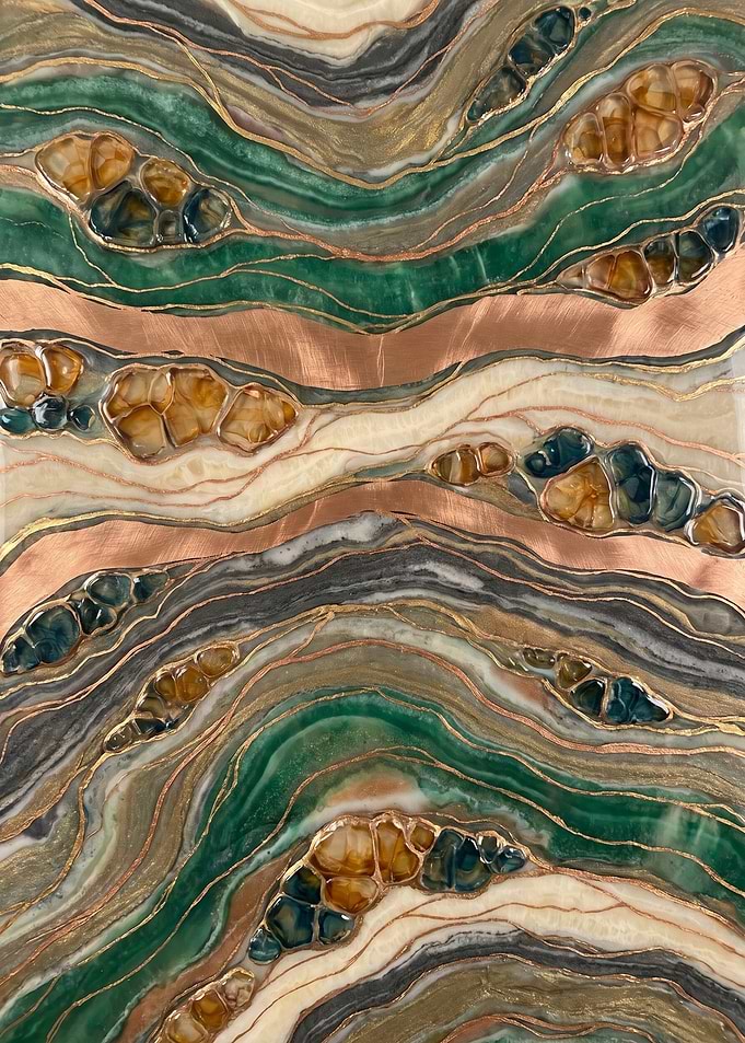 Abstract Geode Resin Art with Copper