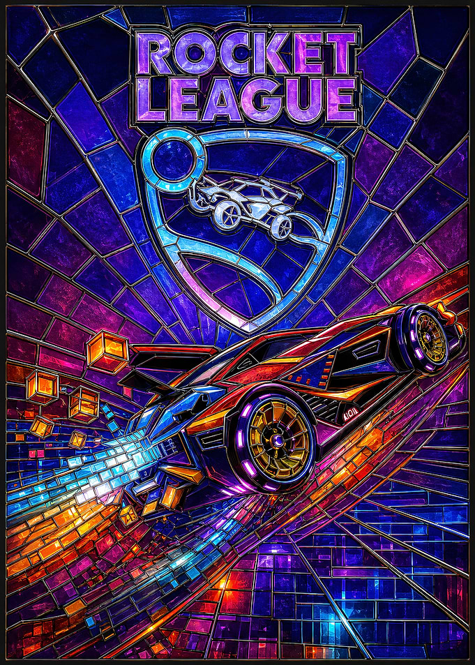 Rocket League Stained Glass Poster