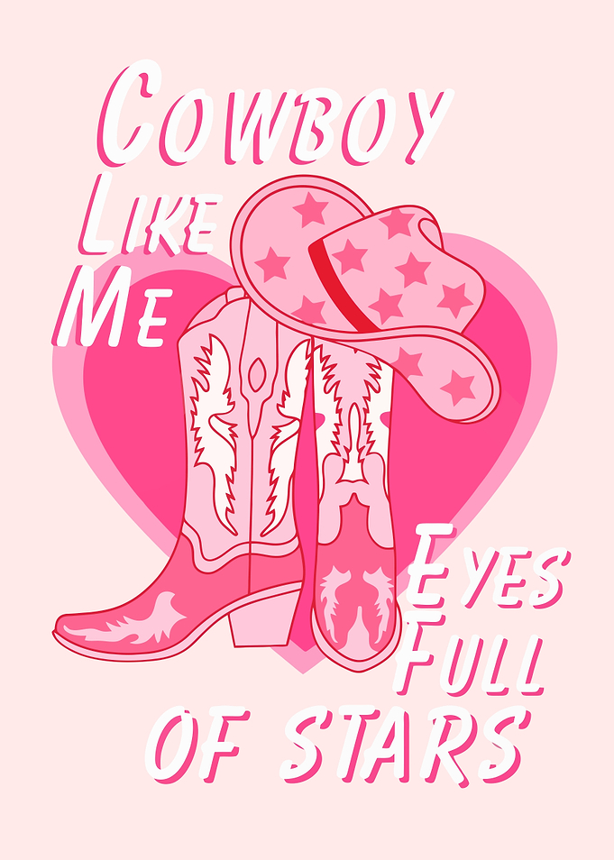 Pink Cowboy Aesthetic Graphic Art