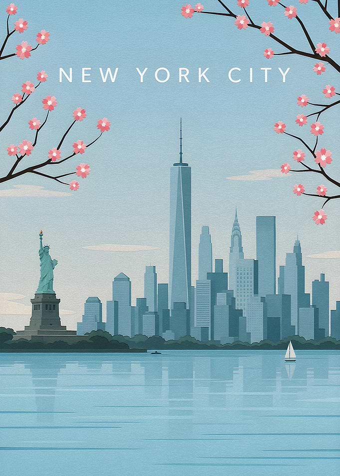 New York City Skyline Travel Poster