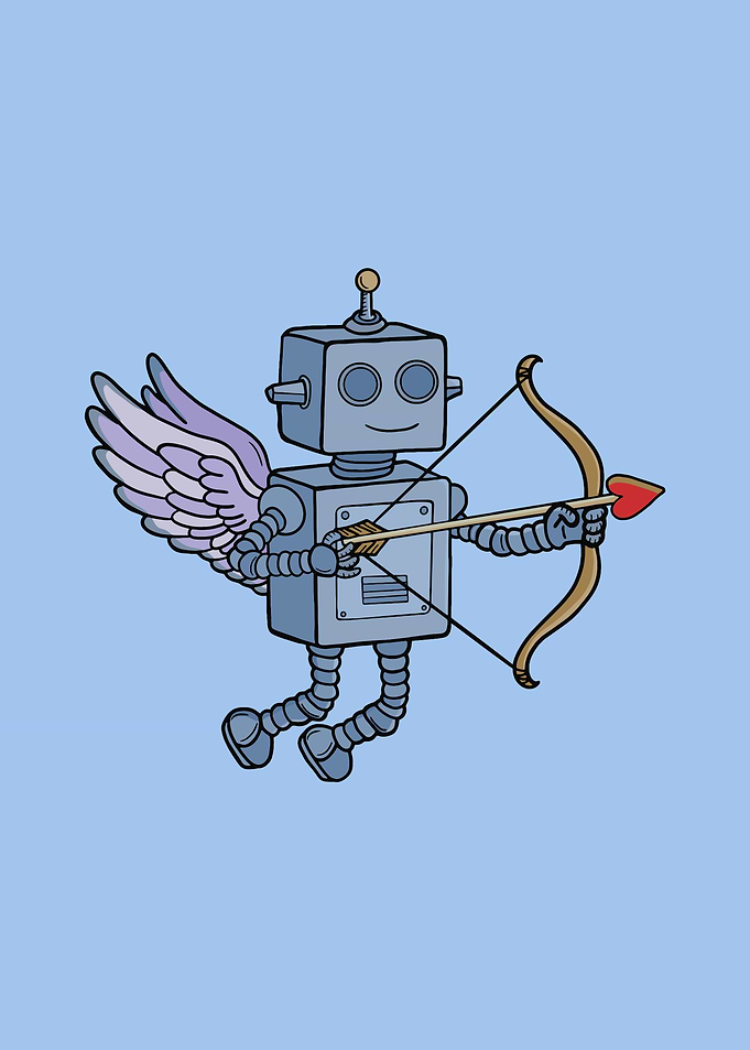 Cupid Robot with Heart Arrow