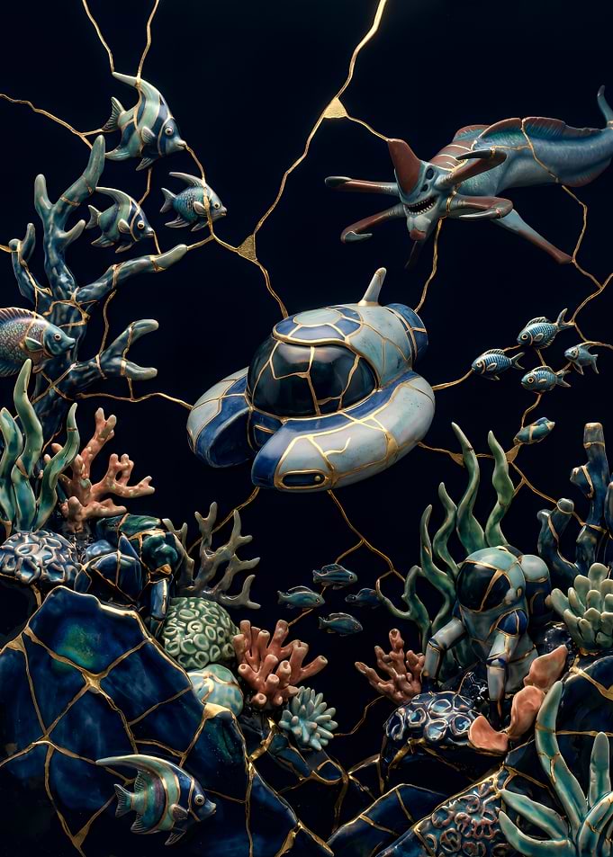 Subnautica Kintsugi Style Underwater Scene