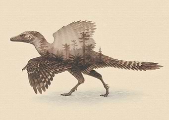 Double Exposure Dinosaur Forest Silhouette