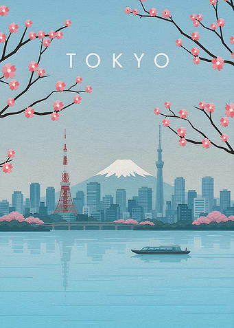 Tokyo Skyline with Mount Fuji Poster