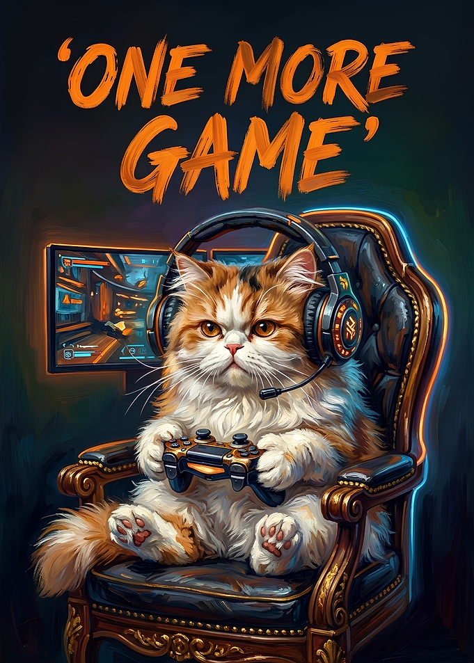 Gamer Cat One More Game