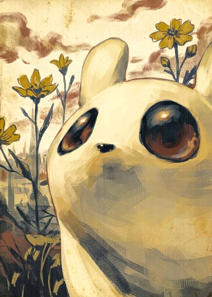 Rain World Slugcat Among Flowers