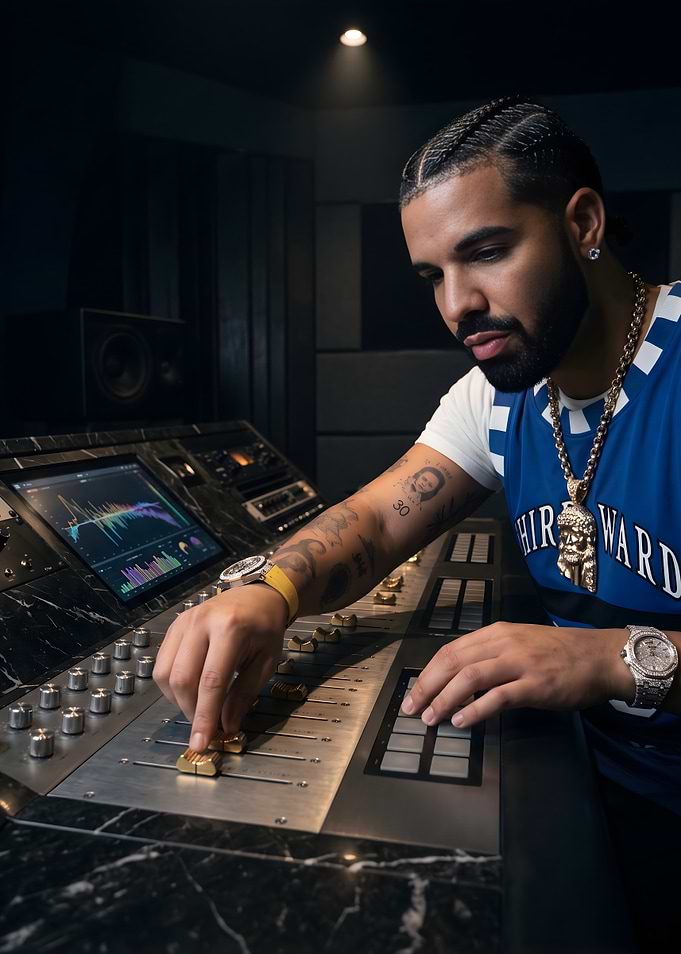 Drake Producing Music in Studio
