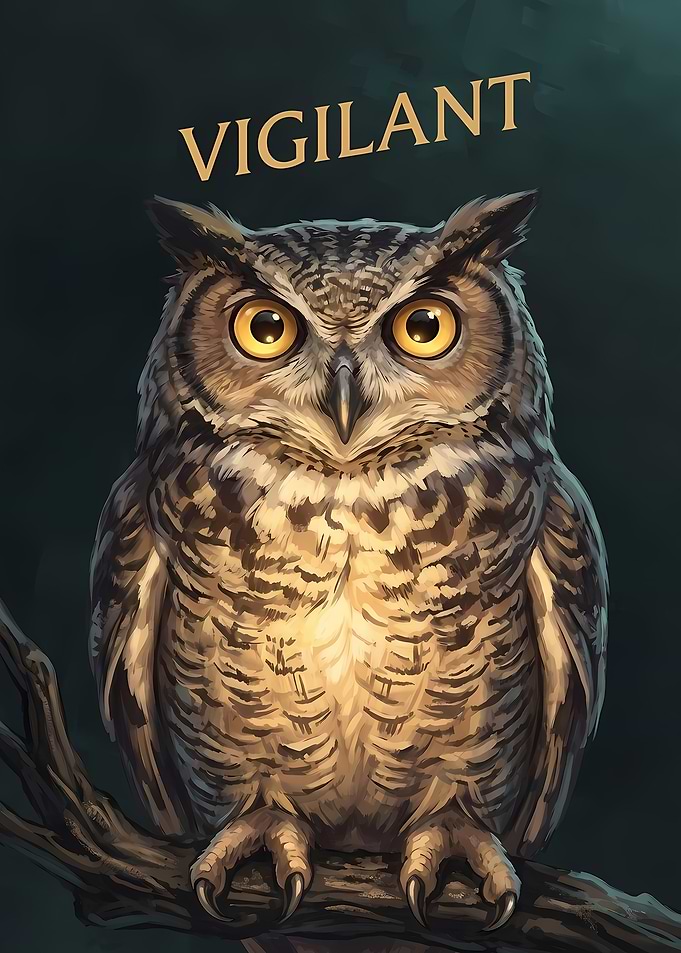 Vigilant Great Horned Owl Portrait