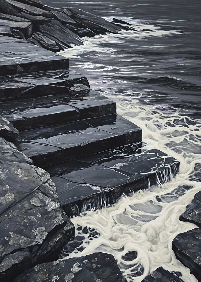 Wet Slate Shelves and Pale Sea Foam