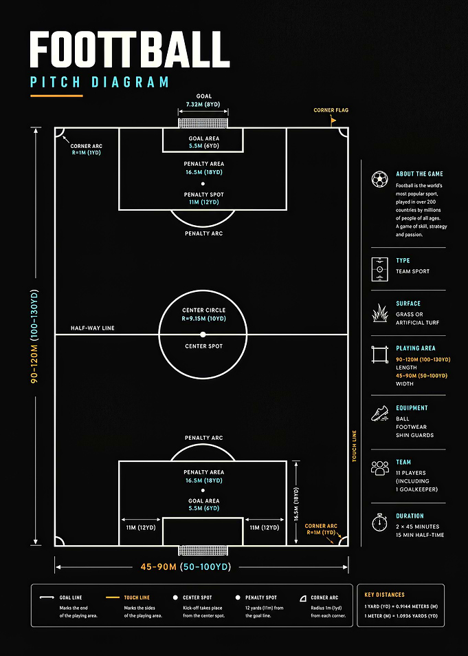 Football Pitch Diagram Infographic
