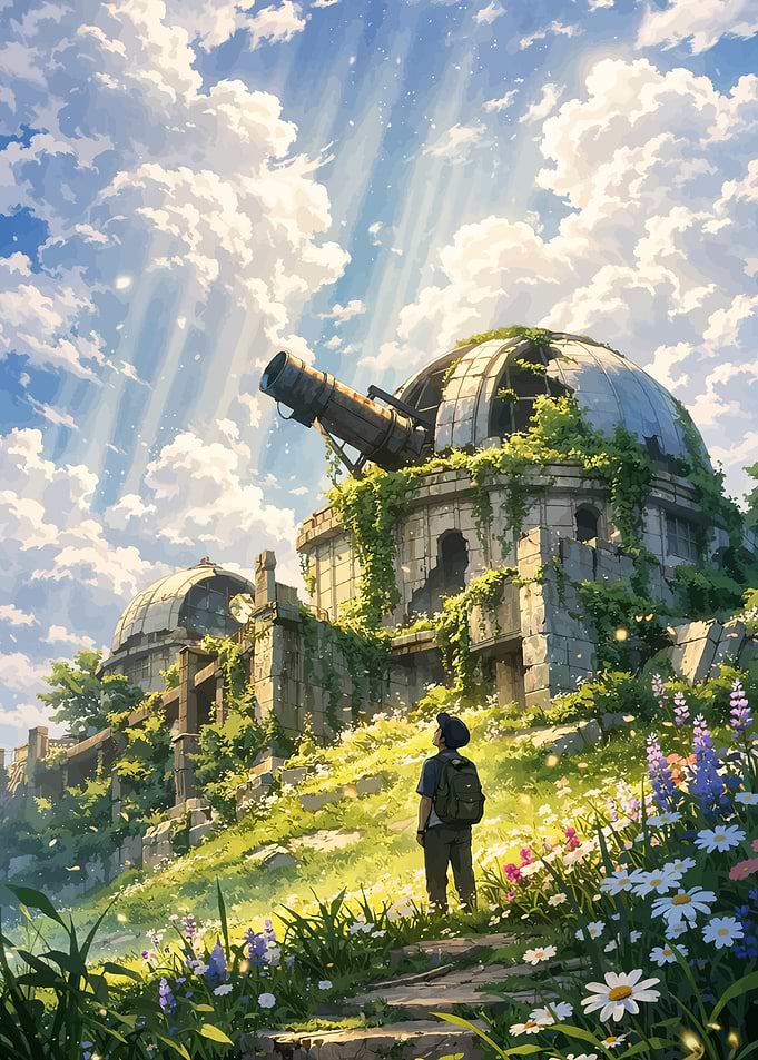 Boy Discovering Abandoned Observatory