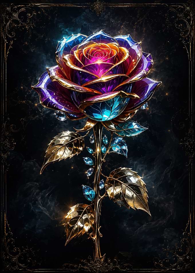 Jeweled Crystal Rose Art