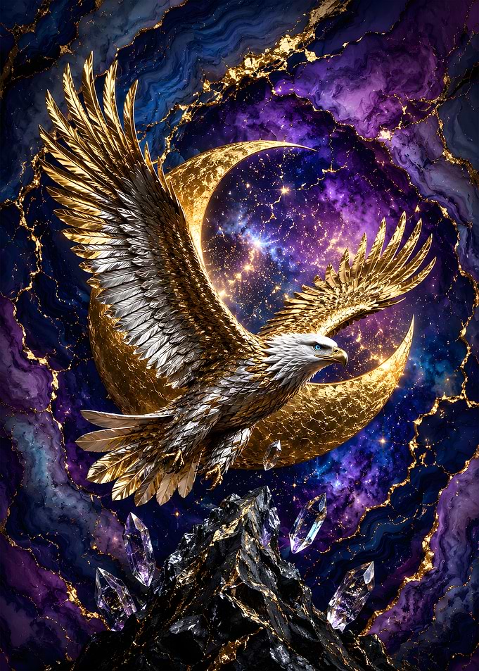 Empyrean Nebula Eagle - Golden Astral Relief