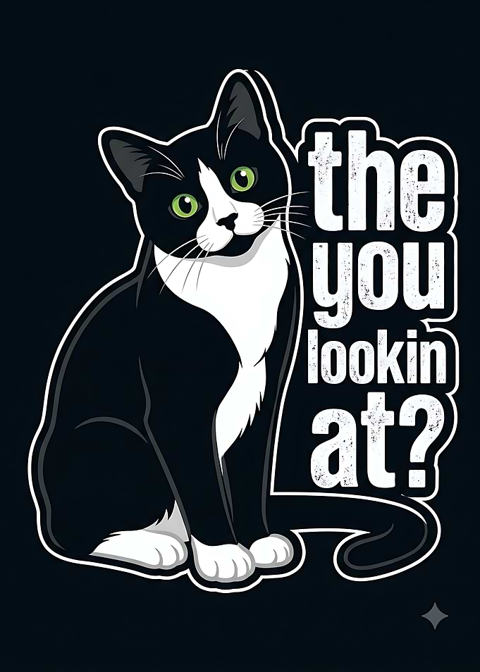 Tuxedo Cat Funny Quote Graphic