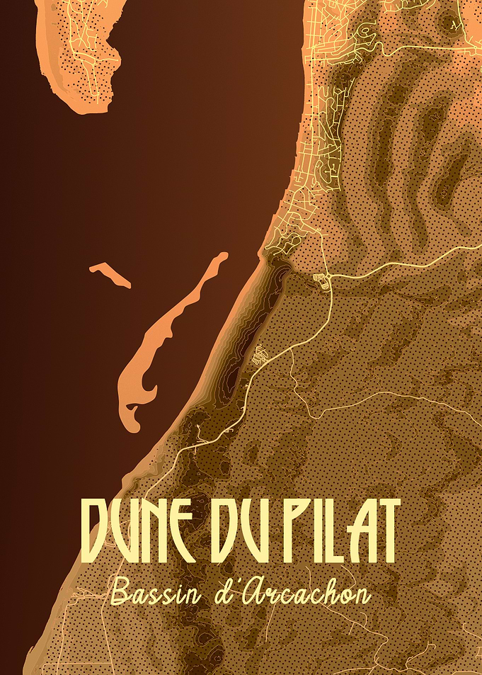 Dune du Pilat Map Poster - Bassin d'Arcachon, France