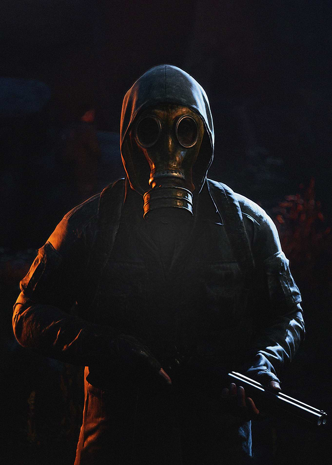 Post-Apocalyptic Survivor in Gas Mask