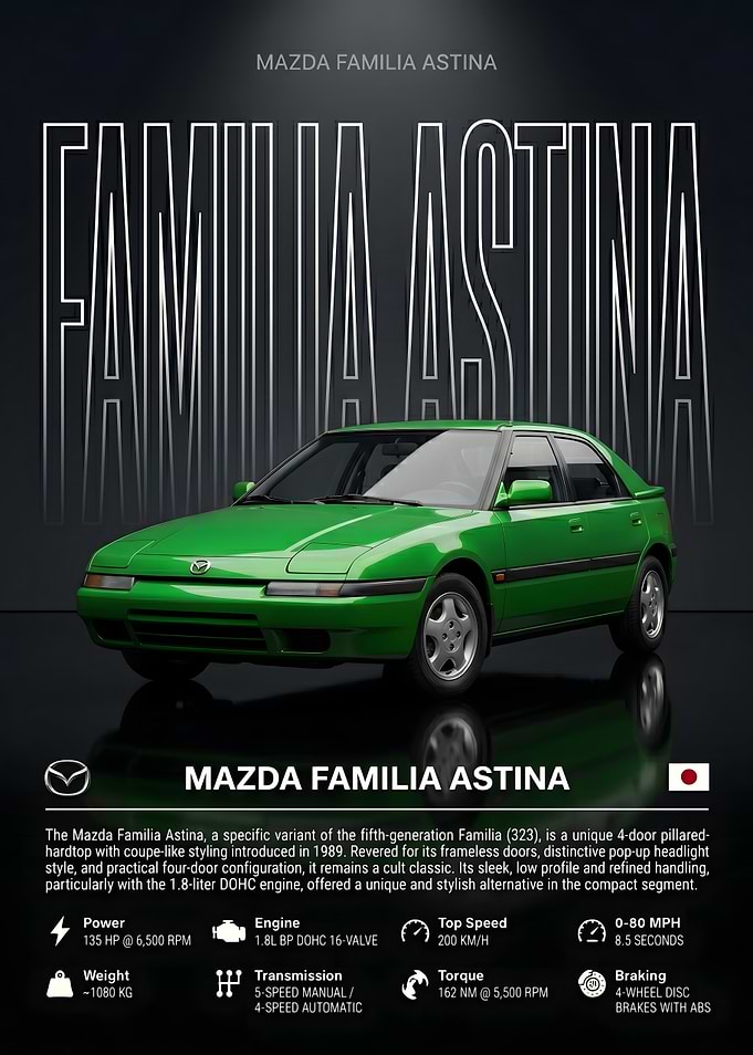 Mazda Familia Astina Car Poster