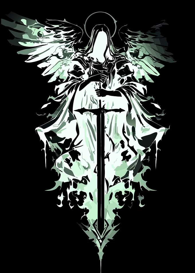 Ethereal Angel with Sword Illustration