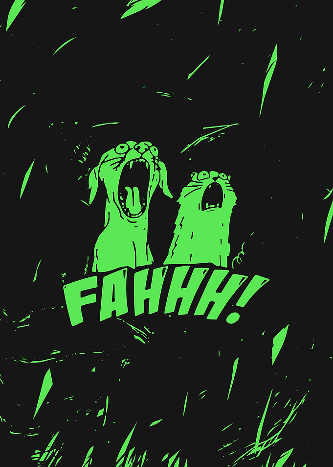 Screaming Dog and Cat Illustration