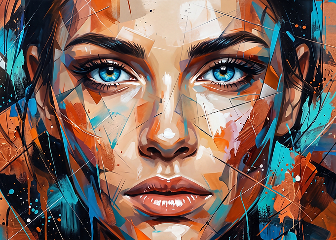 Abstract Geometric Portrait of Woman