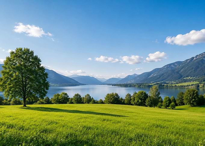 Serene Alpine Lake Landscape