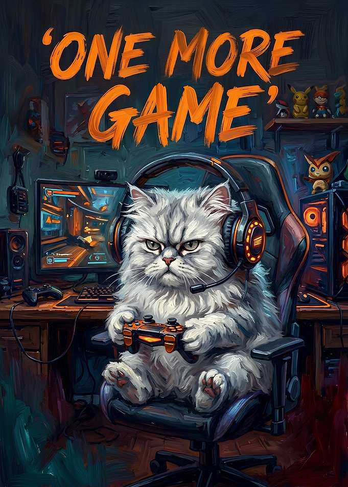 One More Game Gaming Cat