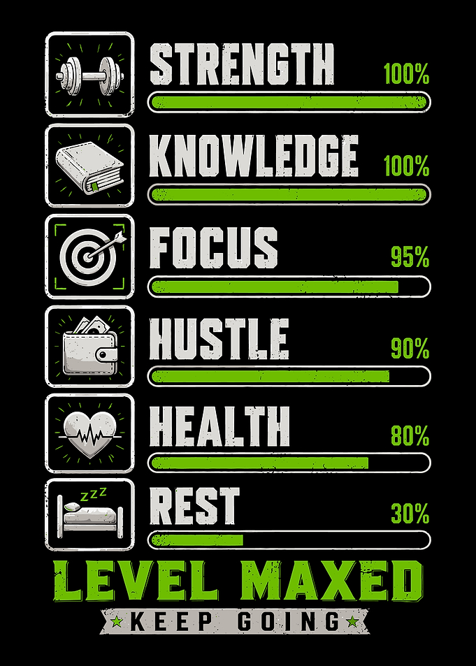 Level Maxed Motivational Gamer Style Graphic