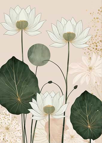 Elegant Botanical Lotus Art Print