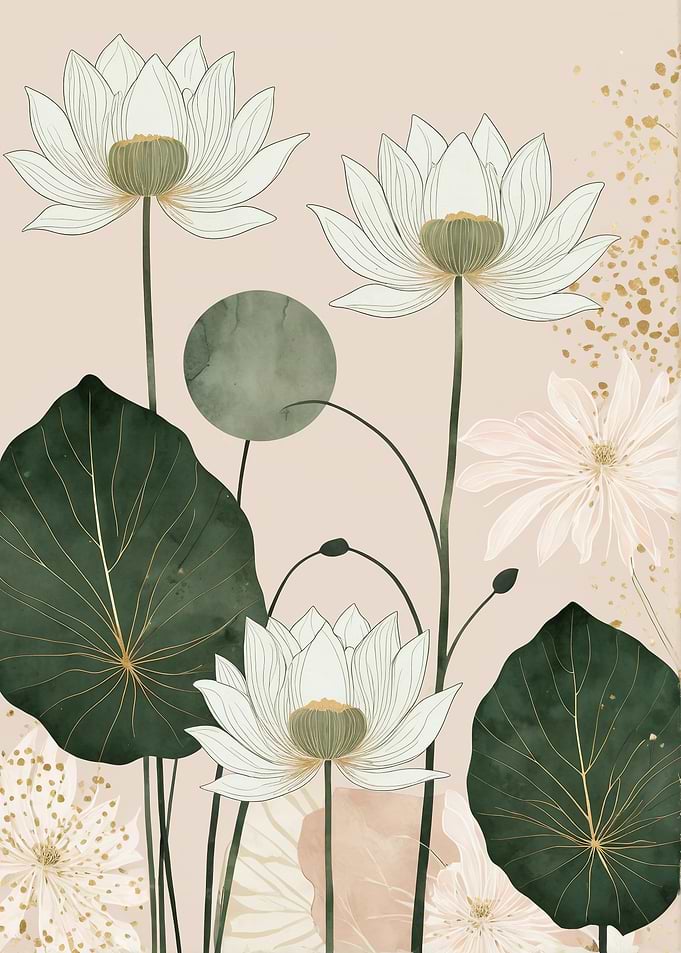Elegant Botanical Lotus Art Print